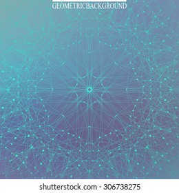 Geometric background molecule and communication for your design. Connected lines and dots .Vector illustration