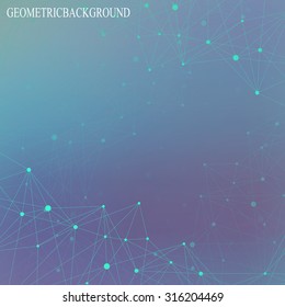 Geometric background molecule and communication for your design. Connected lines and dots. Vector illustration.