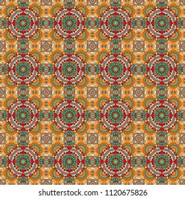 Geometric background, mosaic pattern in blue, red and orange colors, graphic design. Geometric abstract background, geometric seamless pattern, shapes, tiles, stylized art.
