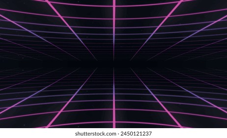 Geometric background of multicolored abstract lines. Data stream. Movement effect. In a cage. Reference 3D retro mesh. Vector illustration