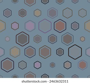 Geometric background. Multicolored geometric elements of varied size. Bold rounded hexagons mosaic pattern with inner solid cells. Large hexagon shapes. Tileable pattern. Seamless vector illustration.