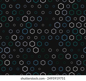 Geometric background. Multicolored geometric elements of varied size. Hexagon stacked mosaic background. Hexagon pattern. Tileable pattern. Seamless vector illustration.