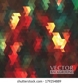 Geometric background. Multicolored triangles. Retro vector illustration