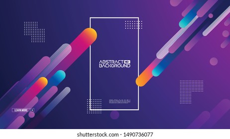 Geometric background on purple gradient backdrop. Modern style future poster template. Graphic design element with geometric shape. Modern template vector design. EPS 10.