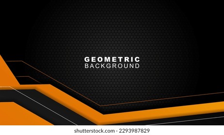 Geometric background in orange and black with a hexagon pattern style, background for offline streaming, advertisements, banners, and others