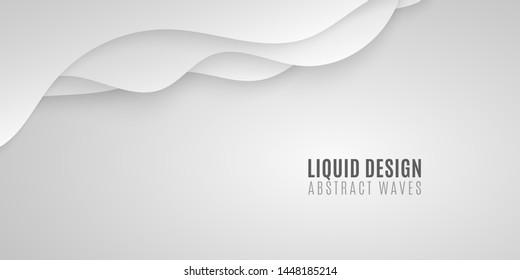 Geometric background out of the waves. Stylish brochure for your design. White paper waves. Web banner. Liquid design. Vector illustration. EPS 10