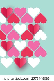 Geometric background with paper cut heart. Modern design for Valentine’s Day, Mother’s Day and Women’s Day. Vector illustration