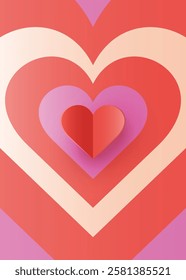 Geometric background with paper cut heart. Modern design for Valentine’s Day, Mother’s Day and Women’s Day. Vector illustration