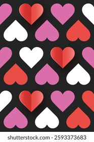 Geometric background with paper cut heart. Modern design for Valentine’s Day, Mother’s Day and Women’s Day. Vector illustration