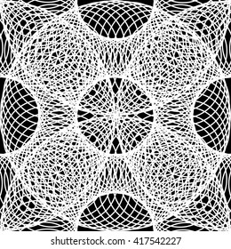 Geometric background pattern of circles, rings. Optical illusion, volumetric image