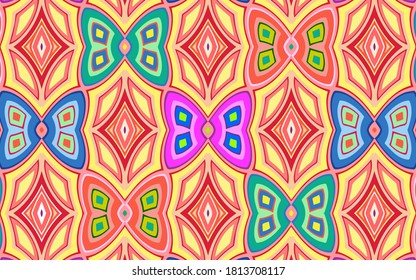 Fondo geométrico con un patrón de mariposas decorativas. Gráficos vectoriales.