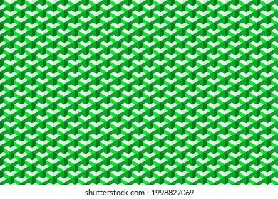 geometric background pattern graphic design 3D illustration. Vintage mustard green repeating seamless block shapes. Contemporary symmetric wallpaper pattern style tile print