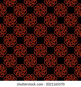 The geometric background pattern of octagonal red flowers in a beautiful and simple monoline art style is suitable for texture and surface design. EPS8 vector.