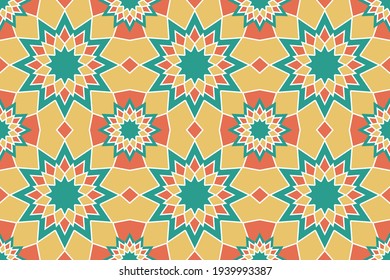 Geometric background pattern seamless. Geometric vector mandala grid in arabic style. Good for fabric, wallpaper, textile.