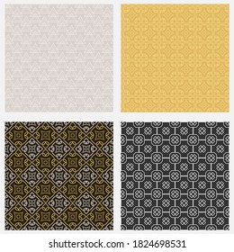 Patrones de fondo geométrico. Colores: negro, dorado, gris. Texturas de fondo de escritorio, conjunto de vectores