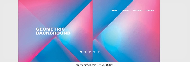 a geometric background with pink and blue triangles on a white background . High quality