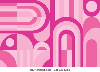 geometric background in pink color. trendy, abstract rainbow, circle, line in retro style. Trendy colorful illustration for social networks, background, cards, business ideas. art vector illustration.