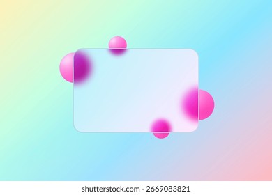 Geometric background with pink spheres and a transparent frame. Eps 10