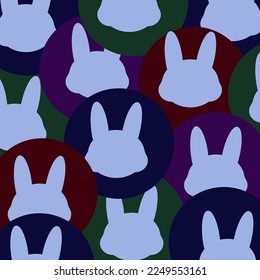 Geometric background with rabbit in colorful circle. Minimalism geometrical backdrop. Futuristic pattern. Easter concept. Creative art with symbol 2023 new year by chinese luna calendar.