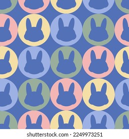 Geometric background with rabbit in colorful circle. Minimalism geometrical backdrop. Futuristic pattern. Easter concept. Creative art with symbol 2023 new year by chinese luna calendar.