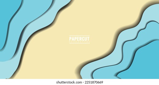 geometric background with realistic paper cut layers.beach background.from to banner,wallpaper,