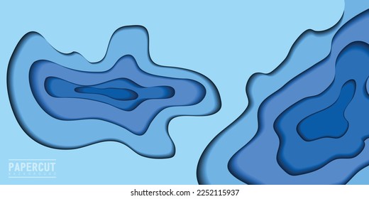 geometric background with realistic paper cut layers blue background.from to banner,wallpaper,