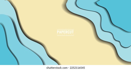 geometric background with realistic paper cut layers.beach background.from to banner,wallpaper,