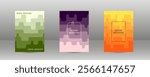 Geometric background with rectangles. Smooth color change, gradient. Set of 3 cover designs