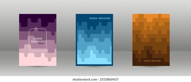 Geometric background with rectangles. Smooth color change, gradient. Set of 3 cover designs
