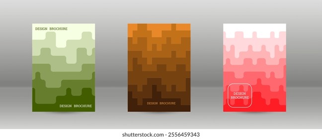 Geometric background with rectangles. Smooth color change, gradient. Set of 3 cover designs