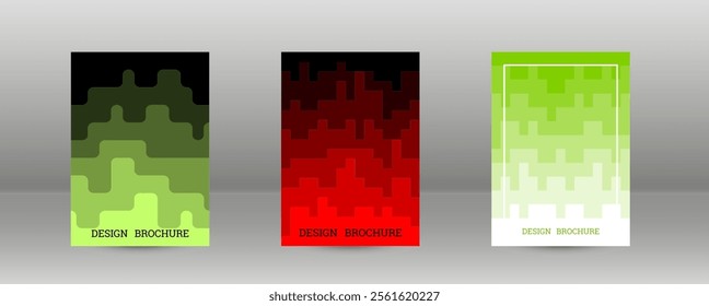 Geometric background with rectangles. Smooth color change, gradient. Set of 3 cover designs