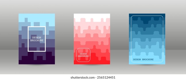 Geometric background with rectangles. Smooth color change, gradient. Set of 3 cover designs