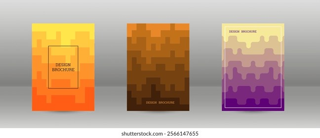 Geometric background with rectangles. Smooth color change, gradient. Set of 3 cover designs