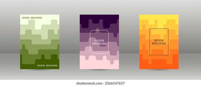 Geometric background with rectangles. Smooth color change, gradient. Set of 3 cover designs