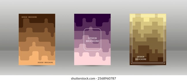Geometric background with rectangles. Smooth color change, gradient. Set of 3 cover designs