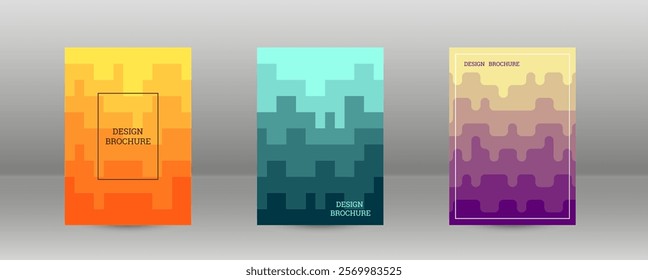 Geometric background with rectangles. Smooth color change, gradient. Set of 3 cover designs