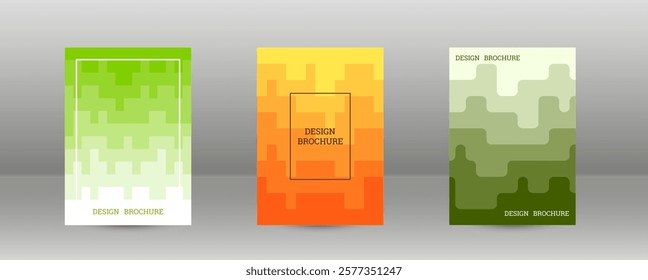 Geometric background with rectangles. Smooth color change, gradient. Set of 3 cover designs