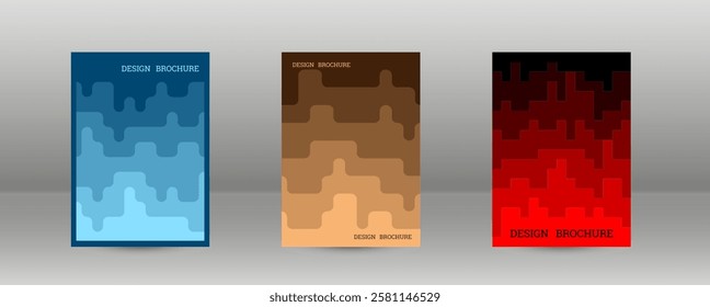 Geometric background with rectangles. Smooth color change, gradient. Set of 3 cover designs