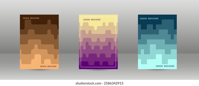 Geometric background with rectangles. Smooth color change, gradient. Set of 3 cover designs