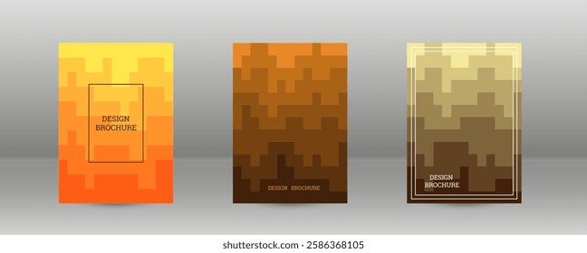 Geometric background with rectangles. Smooth color change, gradient. Set of 3 cover designs