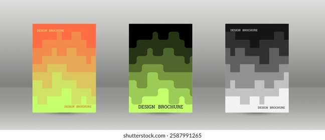 Geometric background with rectangles. Smooth color change, gradient. Set of 3 cover designs