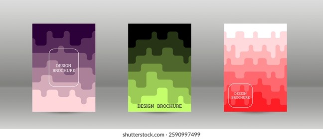 Geometric background with rectangles. Smooth color change, gradient. Set of 3 cover designs