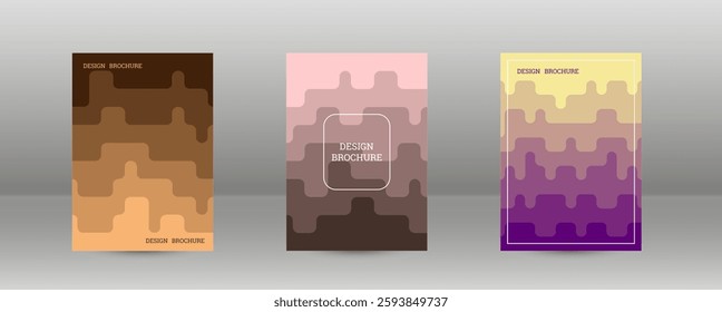 Geometric background with rectangles. Smooth color change, gradient. Set of 3 cover designs