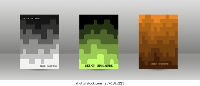 Geometric background with rectangles. Smooth color change, gradient. Set of 3 cover designs