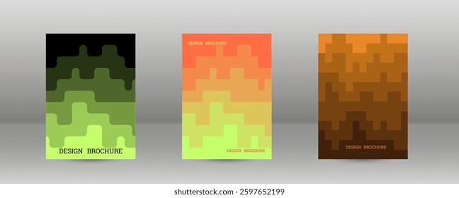 Geometric background with rectangles. Smooth color change, gradient. Set of 3 cover designs