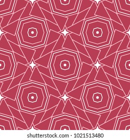 Geometric background. Red and beige seamless pattern for wallpapers, textile and fabrics