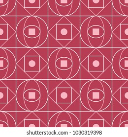 Geometric background. Red and beige seamless pattern for wallpapers, textile and fabrics