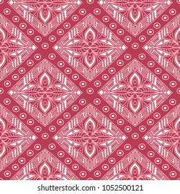 Geometric background. Red and beige seamless pattern for wallpapers, textile and fabrics