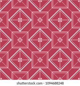 Geometric background. Red and beige seamless pattern for wallpapers, textile and fabrics