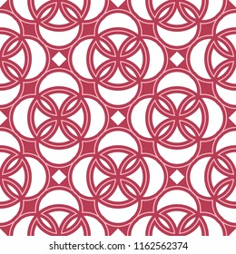 Geometric background. Red and beige seamless pattern for wallpapers, textile and fabrics